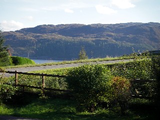 View from the sitting room south-west over Loch Carron to the hills beyond